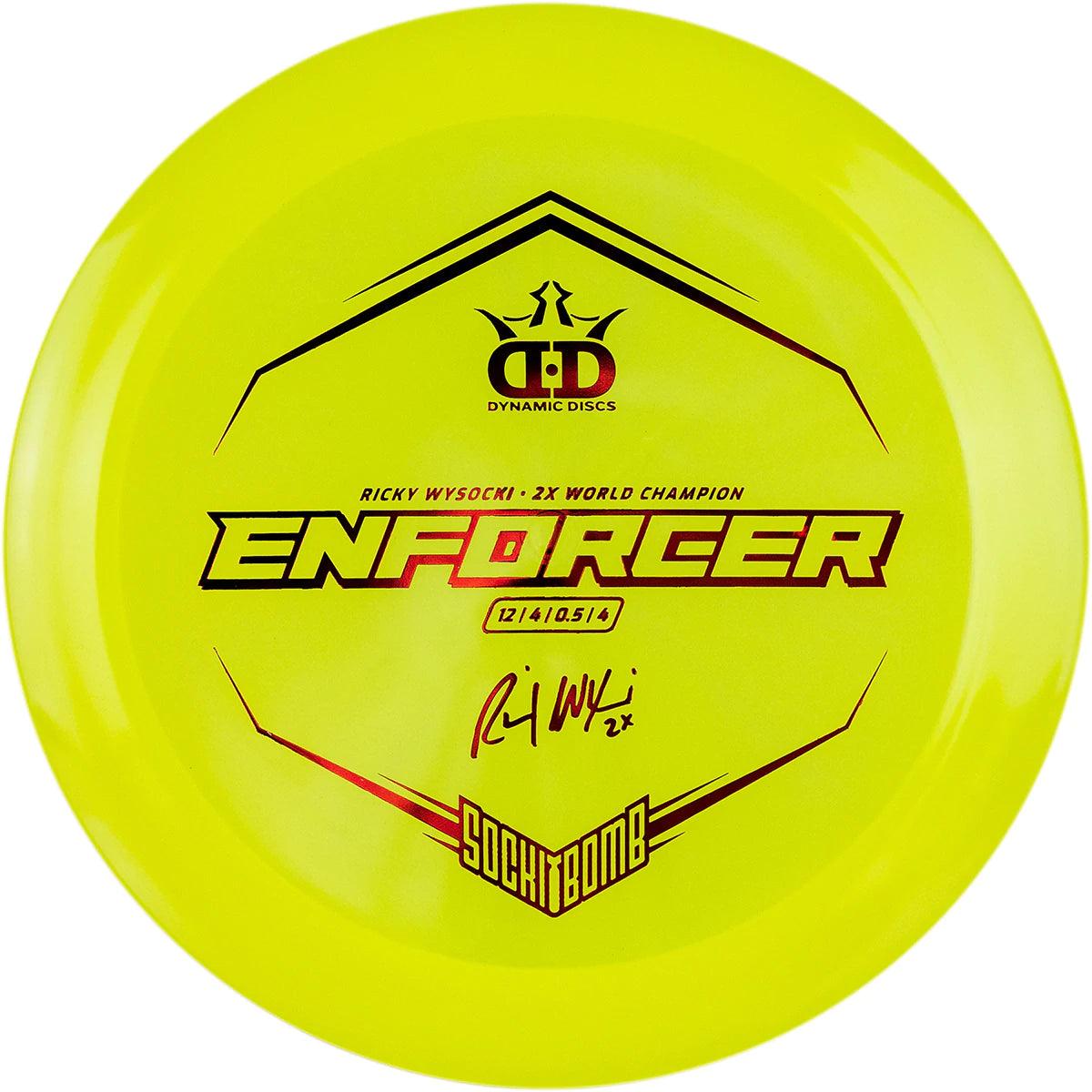 DYNAMIC DISCS LUCID ICE ENFORCER - RICKY WYSOCKI SOCKIBOMB STAMP yellow par3 disku golfs