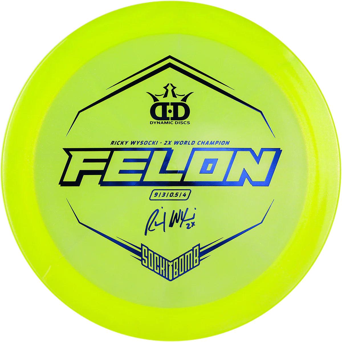 Dynamic Discs Lucid Ice Glimmer Felon - Ricky Wysocki Sockibomb Stamp yellow