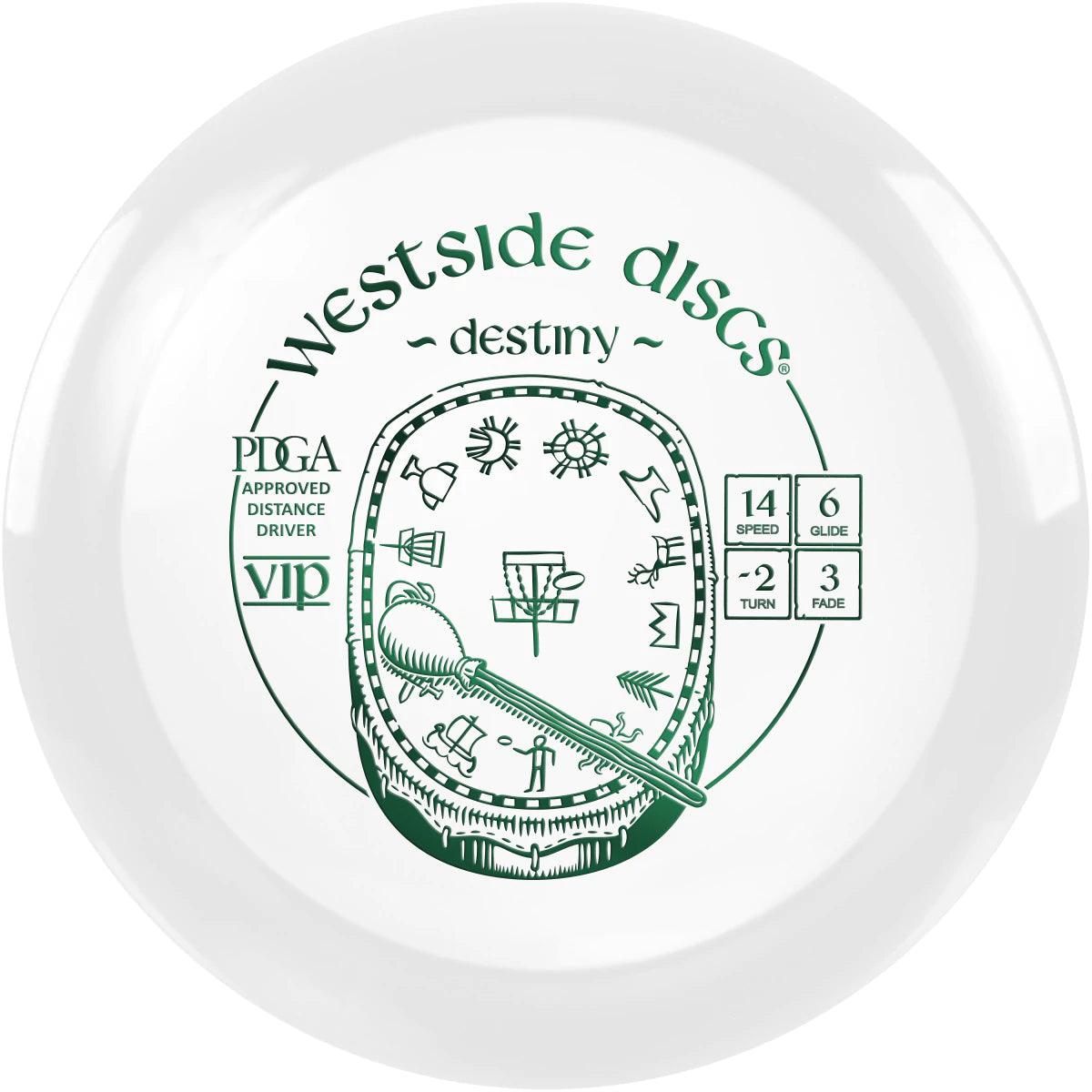 Westside Discs VIP Line Destiny white par3 disku golfs